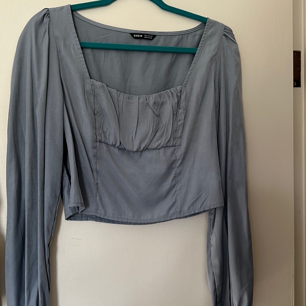 blue shein crop top - size medium, zips on side
